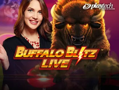 Buffalo Blitz Live Slots online game logo by Playtech on b7-casino-nl.org